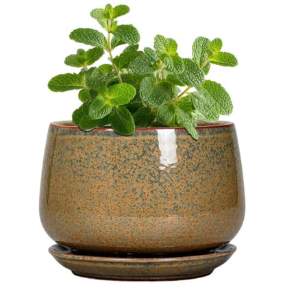 G EPGardening Ceramic Pots for Plants, 4 Inch, Speckled Brown - color: Speckled Brown, size: 4 Inch