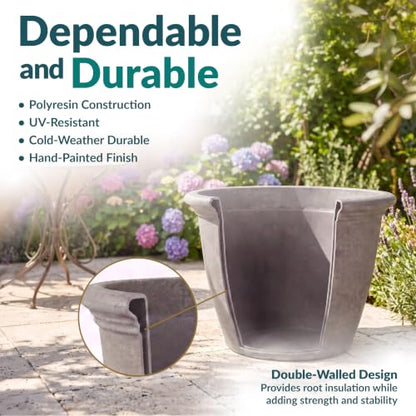 Sunnydaze Anjelica 15.25'' Large Plastic Planter Pot for Plants, Gray - color: Light Gray, size: 15.25 in