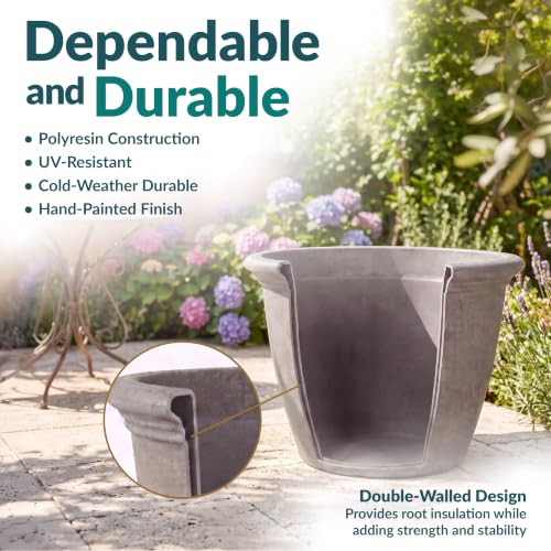 Sunnydaze Anjelica 15.25'' Large Plastic Planter Pot for Plants, Gray - color: Light Gray, size: 15.25 in