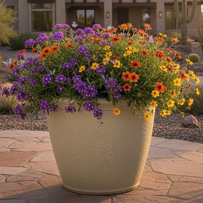 Sunnydaze Anjelica 20'' Large Plastic Planter Pot for Plants, Beige - color: Beige, size: 20 in