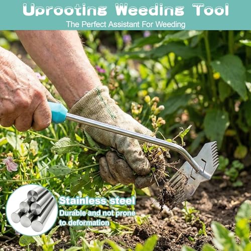 Garden Weed Pulling Tool,Weeder Tool,Garden Tools,Adopting Ergonomic Handle Design,Gardening Tools,Weed Puller Tool Suitable for Farm Planting(Blue Handle)