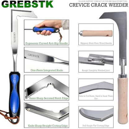 GREBSTK Crack Weeder Crevice Weeding Stainless Steel Sharp Lightweight Tool - size: 12in Manual Weeder