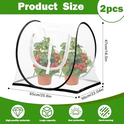 2 Pcs Garden Plant Protector Covers with Mesh Vents, 26.8"x25.6"x16.9" Pop Up Insect Barrier for Raised Beds, Easy Setup Netting to Guard Vegetables, Seedlings, Potted Plants Outdoor