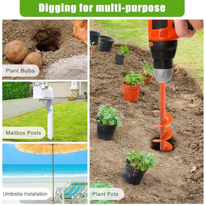 Insaga Threaded Auger Drill Bit Pro, 3.5''x32'' Garden Earth Auger with Self-Tapping Screw & Reinforced Weld, 3MM Heavy Duty Spiral Drill Bit for Drill,for Bulbs Flowers Plants Post Hole Digger - size: 3.5x32''