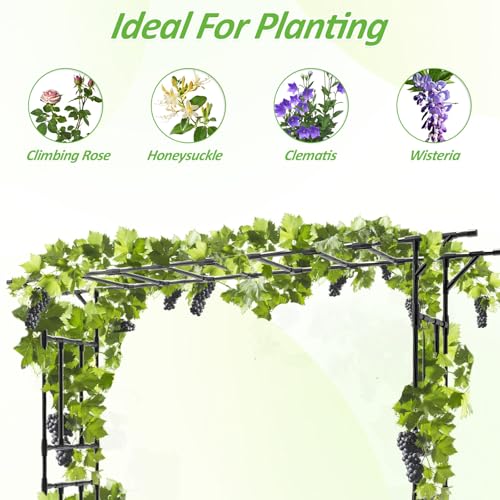 Garden Arch Trellis100.4 L×85.4" H Sturdy & Rustproof Flat Top Garden Arch - size: 100(L)*85(H)*16(W)inch-20MM
