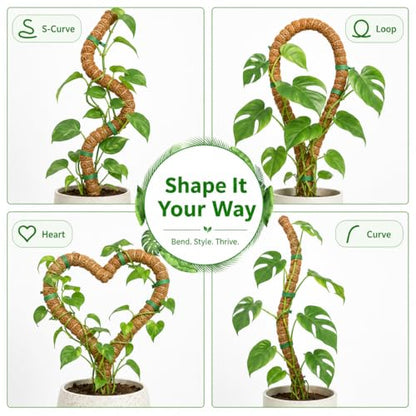 2 Pack 26.8'' Moss Pole for Monstera, Bendable Coco Coir Plant Support Stakes - size: 2 Pack（26.8-Inch）