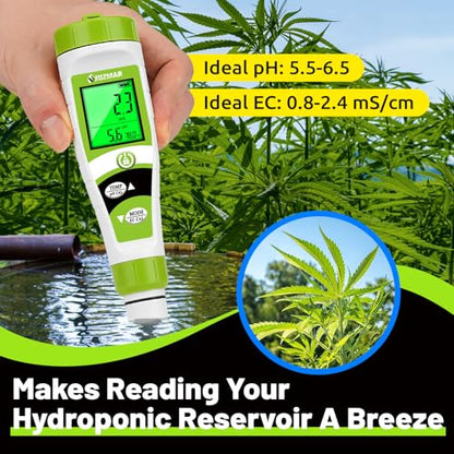 UIUZAMR pH Meter for Hydroponics PPM EC Meter for Water Hydroponics - color: Green