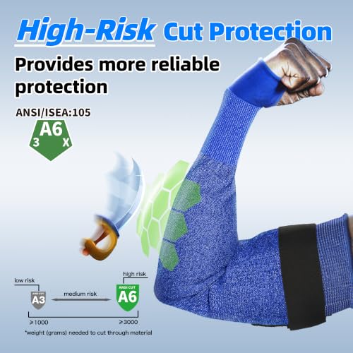 Schwer 20 Pairs 18in A6 Cut Resistant Arm Sleeves for Gardening, S902 - color: Blue, size: 18 In-20 Pairs