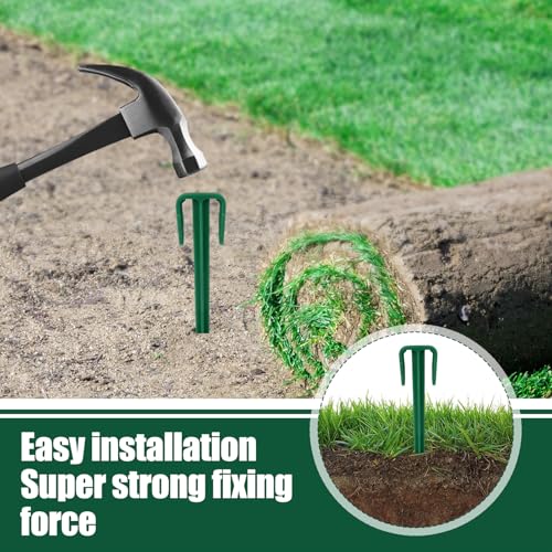 Nuanchu 100 Pcs 4 Inch Landscape Garden Stakes Bulk, Degradable Sod Spikes - size: 4 Inch