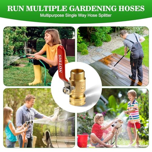 Brass Garden Hose Shut Off Valve with Full-Flow Design - Heavy Duty 3/4" GHT Connector, 304 Stainless Steel Handle - 2 Pack (Corrosion-Resistant) - style: 1 way hose splitter 2Pcs