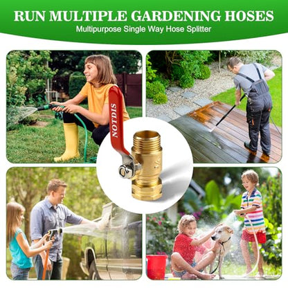 Brass Garden Hose Shut Off Valve with Full-Flow Design - Heavy Duty 3/4" GHT Connector, 304 Stainless Steel Handle - 2 Pack (Corrosion-Resistant) - style: 1 way hose splitter 2Pcs