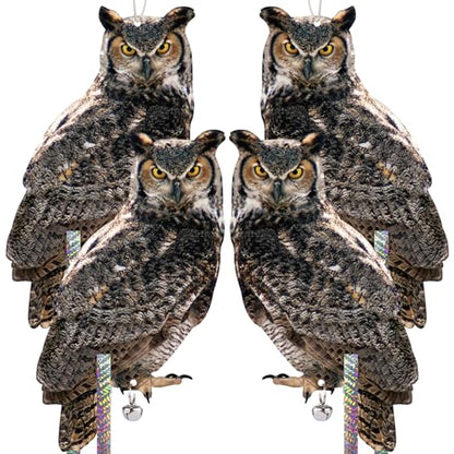 4PCS Hanging Flat Fake Owl to Keep Pigeon Away from Balcony - color: Black 4pcs