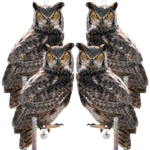 4PCS Hanging Flat Fake Owl to Keep Pigeon Away from Balcony - color: Black 4pcs
