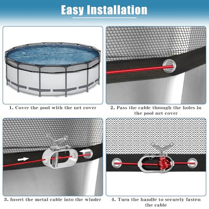 28FT Pool Leaf Net Cover for Above Ground Pools, 0.15’’ Mesh Pool Cover - size: 28FT
