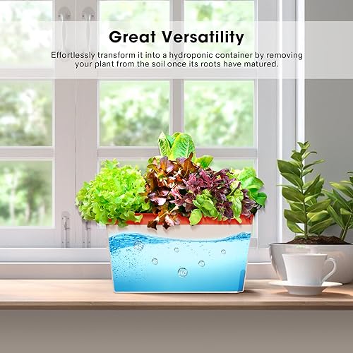 VIVOSUN Self-Watering Planters, 4-Pack 10.5 in Window Herb Planter Box - size: 4