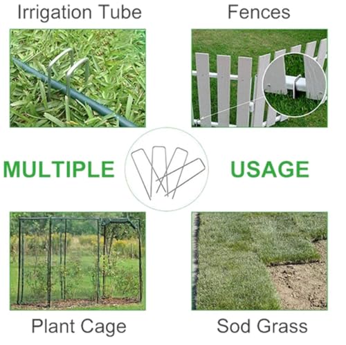 50Pcs Garden Stakes Staples + 50Pcs Gasket, 6 Inch Lawn Landscape Staples 11 Gauge U Shaped Galvanized Landscape Pins, Heavy Duty Yard Ground Pin for Weed Barrier Sod Fabric Decorations