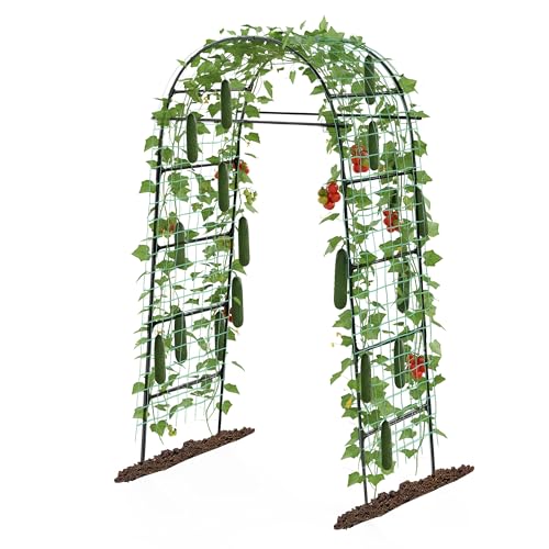Garden Arch Trellis for Climbing Plants, 82 Inch Tall Grape Trellies for Outdoor,Flower Vegetable Tomato Cucumber Trellis with Clamp Netting, Metal Vine Plants Support for Wedding Garden Decoration - size: 40''L x 32''W x 82''H