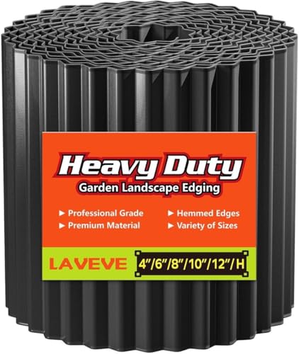 LAVEVE Corrugated Metal Garden Edging 6" x 40Ft, Landscape Edging Border - color: Black