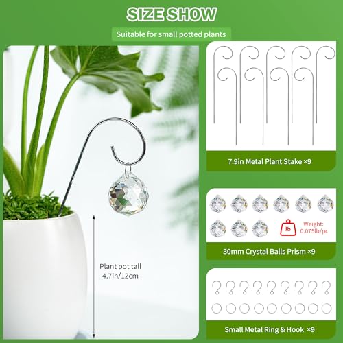 9 Pieces 30mm Clear Crystal Ball Prism Suncatchers with 7.5’’ Small Trellis - style: 9pcs-Sliver-30mm Crystal Ball Prism