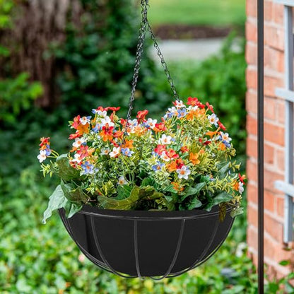 HKZ Hanging Planter Basket Liners - 2 Pack 14 Inch Round Fabric Liners for Hanging Baskets, Replacement Coco Fiber Liner, Durable Non-Woven Liners for Hanging Baskets Planters Flowers, Plants (Black) - size: 14 Inch - Black