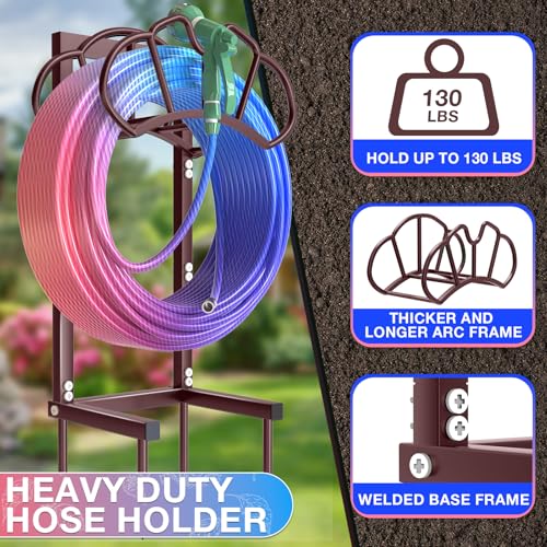Qatsrin Garden Hose Holder Holds 160ft, Rustproof Water Hose Storage Bronze - color: Bronze
