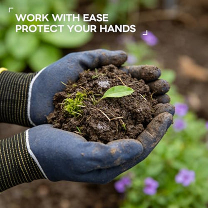 Gardening Gloves, Waterproof Thorn-Proof Latex Work Gloves, Non-Slip Flexible Garden Gloves for Rose Pruning, Weeding, Planting & Yard Work for Men Women, 1 Pair - size: X-Large