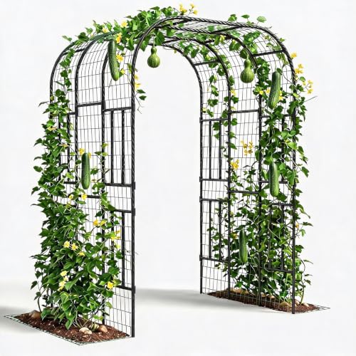 Garvee Metal Garden Arch Trellis, 7.5 Ft Black - size: 7.5 x 5 x 4 Ft