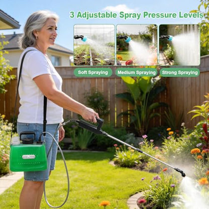 SideKing Battery Powered Sprayer 1.35 Gallon, 3 Adjustable Pressure Electric Weed Sprayer with Battery Indicator, Telescopic Wand & 4 Nozzles, Rechargeable Garden Sprayer for Lawn, Yard & Pest Control - size: 1.35 Gal