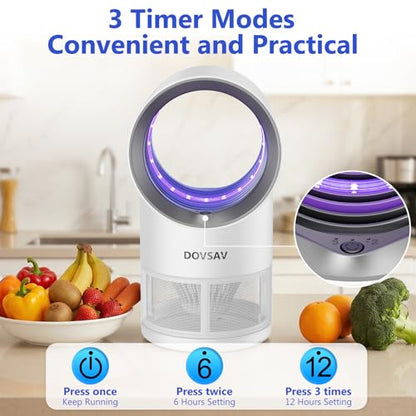 Fruit Fly Traps for Indoors, White Gnat Trap Indoor with Suction & Timer - color: White