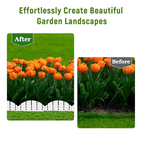 White Garden Edging Flexible Landscape Border with Anchoring Spikes for Lawn Flower Bed Outdoor Decor (30)