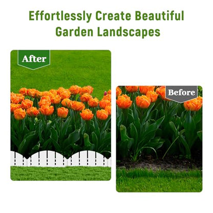 White Garden Edging Flexible Landscape Border with Anchoring Spikes for Lawn Flower Bed Outdoor Decor (30)