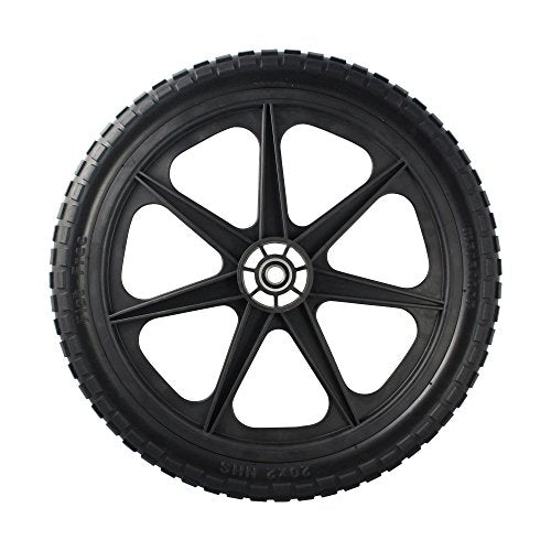 Marathon 92010-2PK Flat-Free 20" Tire and Wheel Assembly, Centered Hub, Ball Bearings, Heavy-Duty Plastic Spoked Wheel, Replacement for Rubbermaid Big Wheel and other Carts, Easy Install, 2 Pack - size: 2 PACK