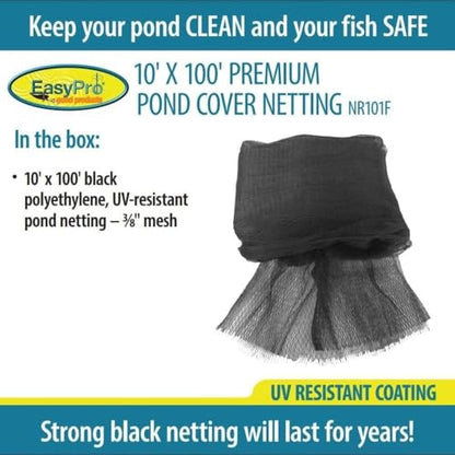 EasyPro NR101F Premium 3/8-Inch Fine Mesh Pond Cover Netting, 10' x 100' - size: 10' x 100', style: 3/8" Fine Mesh
