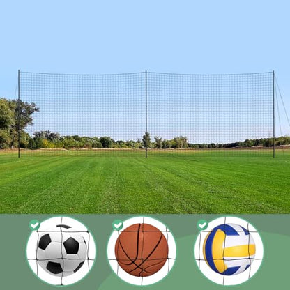 Ball Stop System - Soccer Backstop Net, Heavy Duty, High Impact, Practice Barrier - size: Socketed - 4 inch Net, style: 30FT X 12FT