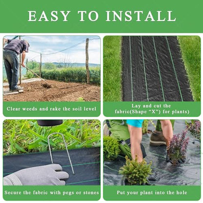 4ftx100ft Weed Barrier Landscape Fabric Heavy Duty, Weed Gardening Ground Cover Mat, Weed Control Garden Cloth, Woven Geotextile Fabric for Underlayment, Commercial Driveway Fabric, Black - size: 4ftx100ft