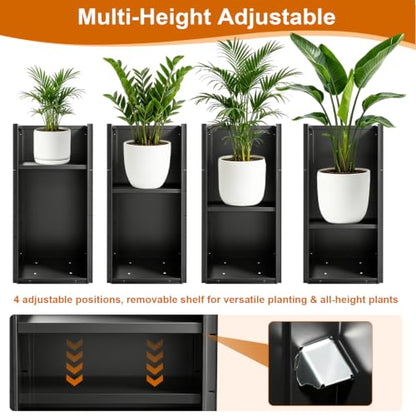 15"x15" x 30" Tall Metal Planter Box 2 Pack, Steel Planter Outdoor - color: Black, size: 15" L x 15" W x 30" H