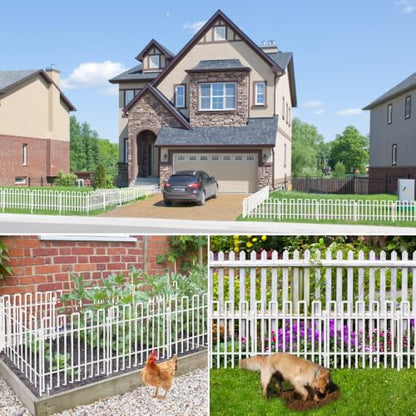 26 Panels No Dig Animal Barrier Fence, 13in(H) x 37ft(L) Garden Edging Border Fencing, Rustproof Metal Stakes Decorative Garden Fence, Dog Digging Defense Fencing Barrier for Outdoor, Yard, White - size: 26 Panels, 13in(H) x 37ft(L) White