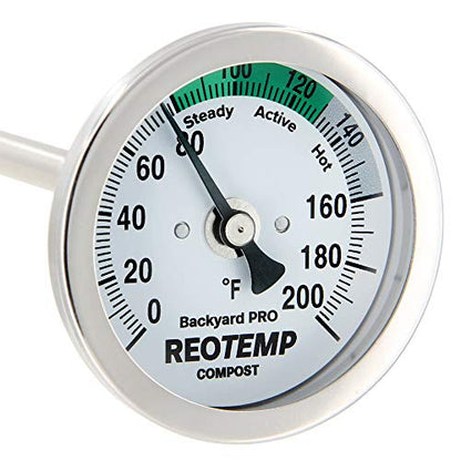 REOTEMP Backyard Pro Compost Thermometer, with PDF Composting Guide (0-200 Fahrenheit) (24 Inch Stem) - size: 24 Inch Stem