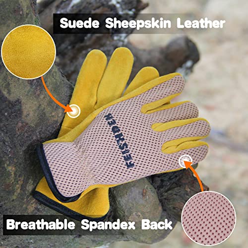 Kids Gardening Gloves, Durable Cowhide Kids Leather Glove for Work Age 2-12 - color: Pink 2 Pairs, size: Small (Age 2-4)