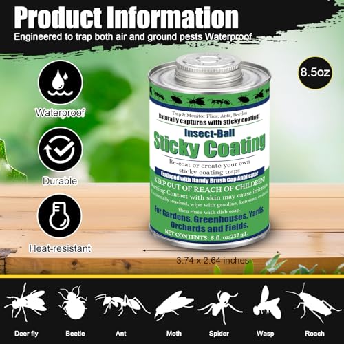 Sticky Coating Insect Trap, 8 Oz with Brush,Biting Fly Trap Kit - color: Black Cup