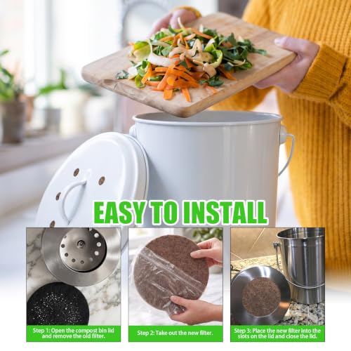 8Pcs 7.25" Activated Charcoal Filter Replacement for Kitchen Compost Bins