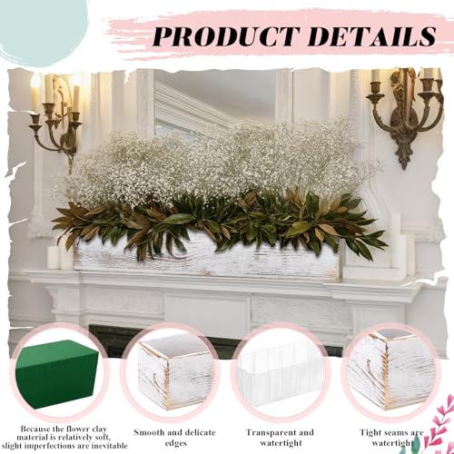 Dandat 2 Set Rectangle Wooden Planter Wood Boxes for Centerpieces White - color: White, size: 16 x 4 Inch