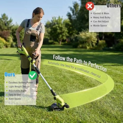 KITLUCK Electric Weed Wacker, 20V Cordless String Trimmer, Lawn Edger Tool