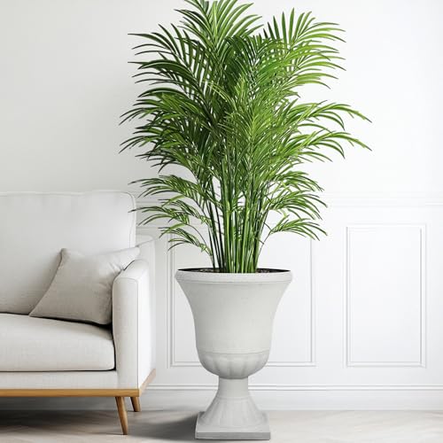 Autodaya 22" Large Urn Outdoor Planters Set of 2, White Terrazzo Plant Pots - color: 22"-urn Planter White