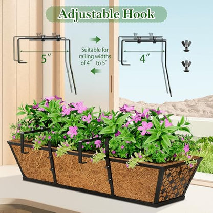 SPECILITE 30" Adjustable Metal Window Railing Planters Boxes, 6 Pack - size: 30in, style: 6Packs