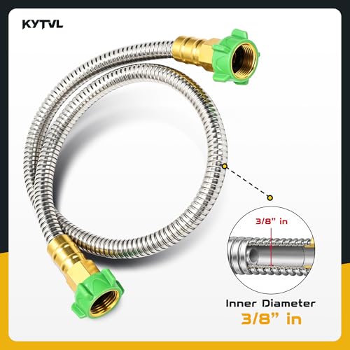 3FT Short Garden Hose Female to Female – Stainless Steel Leader Hose for Hose Reel, Kink-Free Flexible Metal Water Hose, Leakproof Durable Designy for Outdoor Garden, Pet Washing, Car - size: 3 feet