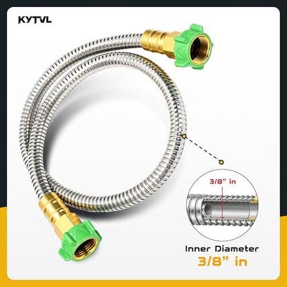3FT Short Garden Hose Female to Female – Stainless Steel Leader Hose for Hose Reel, Kink-Free Flexible Metal Water Hose, Leakproof Durable Designy for Outdoor Garden, Pet Washing, Car - size: 3 feet
