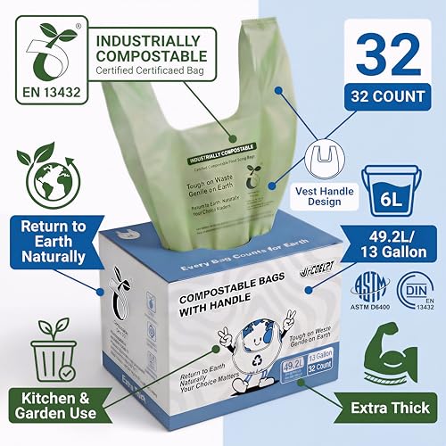 Compostable Bags, 13 Gallon, 32 Count, 49.2 Liter - color: 13Gal 32Pcs