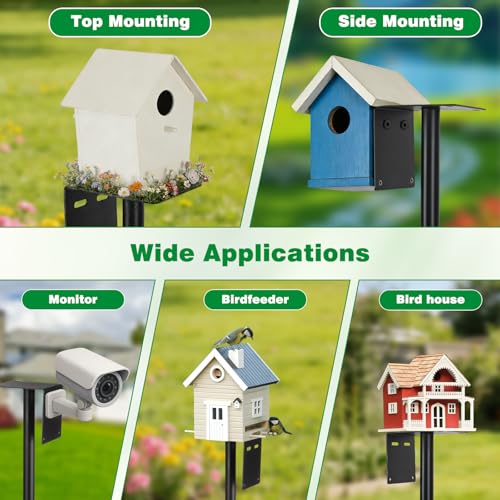 Upgraded Garden Hose Holder, Freestanding Water Hose Holder, Double Shepherds Hooks for Outdoor, Adjustable Hose Stand with 5 Spikes Heavy Duty Metal Bird Feeder Pole for Outside Yard Lawn