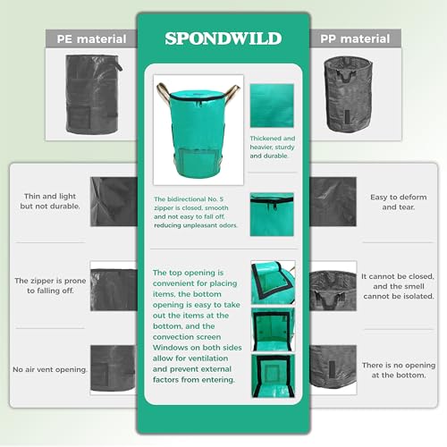 14 Gallon Yard Waste Bags, Reusable Lawn Bags, 1 Pack Leaf Bag